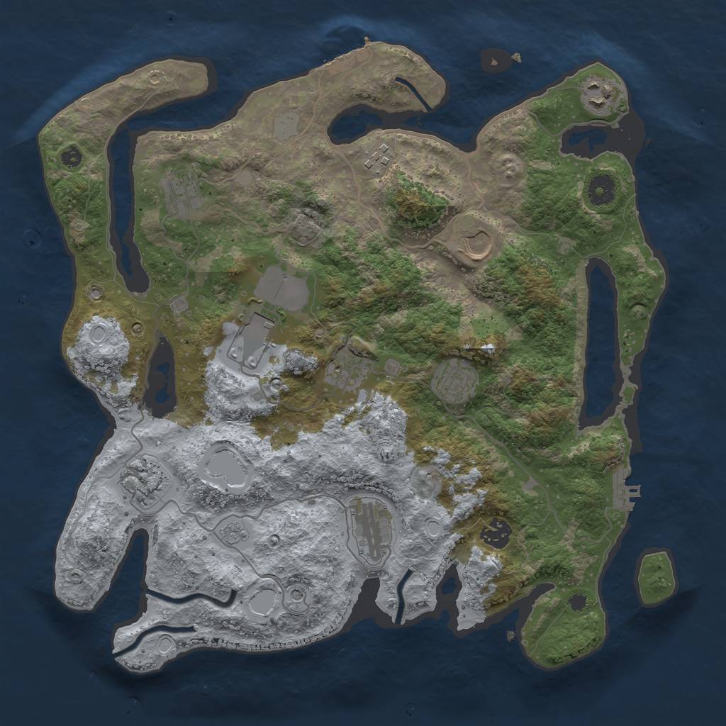 Rust Map: Procedural Map, Size: 3700, Seed: 1860057198, 19 Monuments