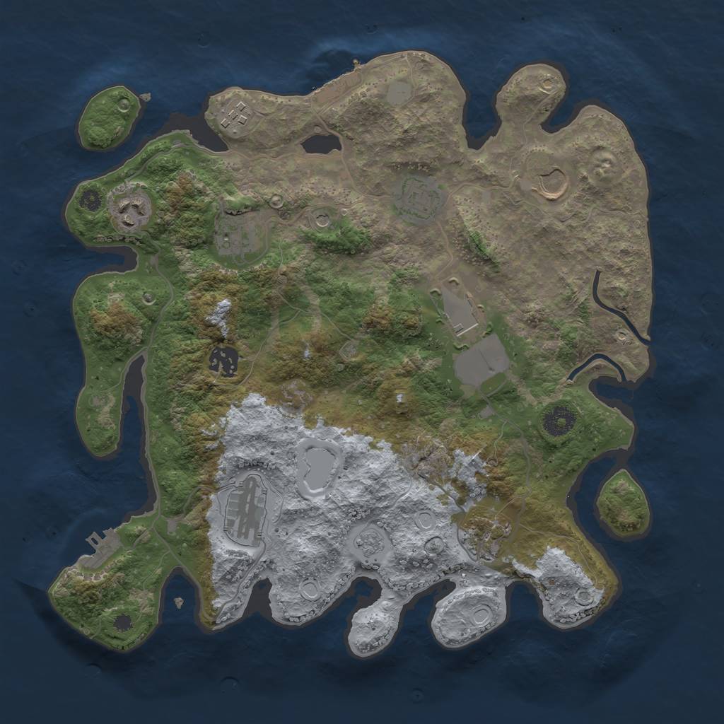 Rust Map: Procedural Map, Size: 3500, Seed: 1293168060, 18 Monuments