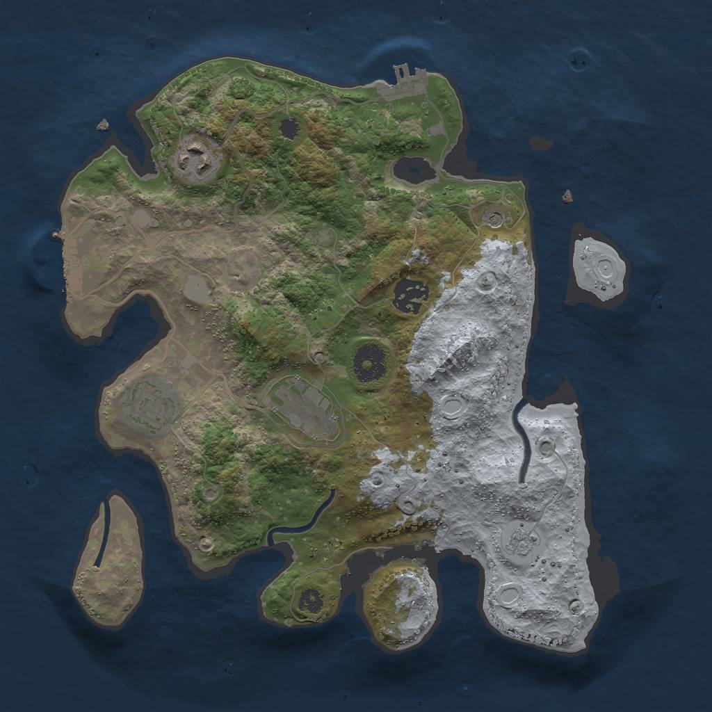 Rust Map: Procedural Map, Size: 3000, Seed: 72224, 13 Monuments