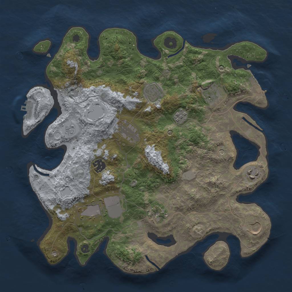 Rust Map: Procedural Map, Size: 3500, Seed: 6262345, 18 Monuments