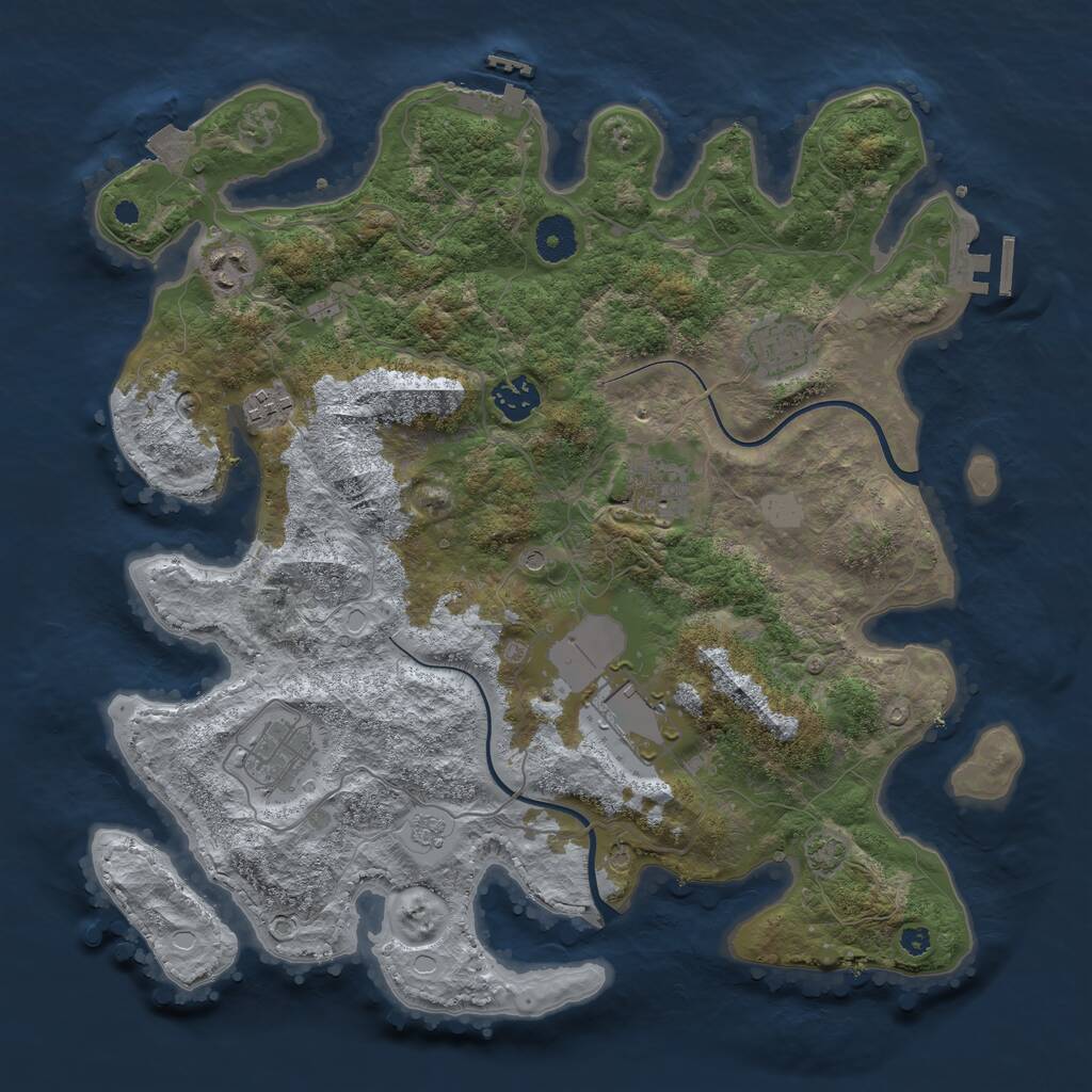 Rust Map: Procedural Map, Size: 3700, Seed: 424466316, 13 Monuments