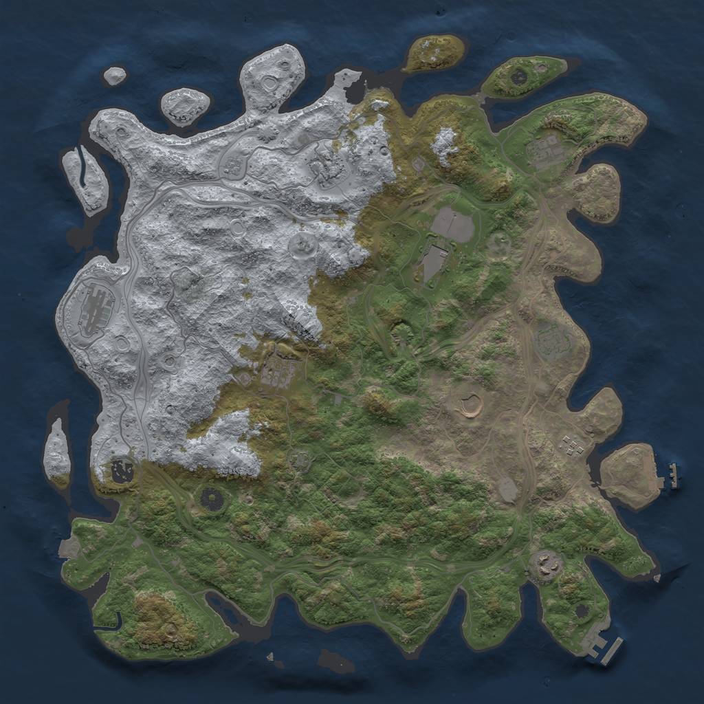 Rust Map: Procedural Map, Size: 4500, Seed: 543534, 18 Monuments