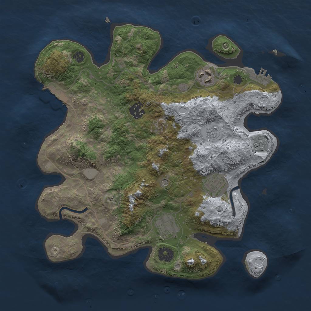 Rust Map: Procedural Map, Size: 3000, Seed: 1183073736, 12 Monuments