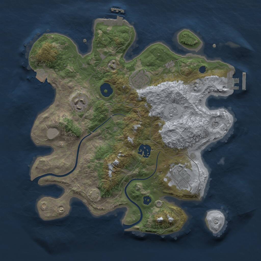 Rust Map: Procedural Map, Size: 3000, Seed: 1183073736, 10 Monuments