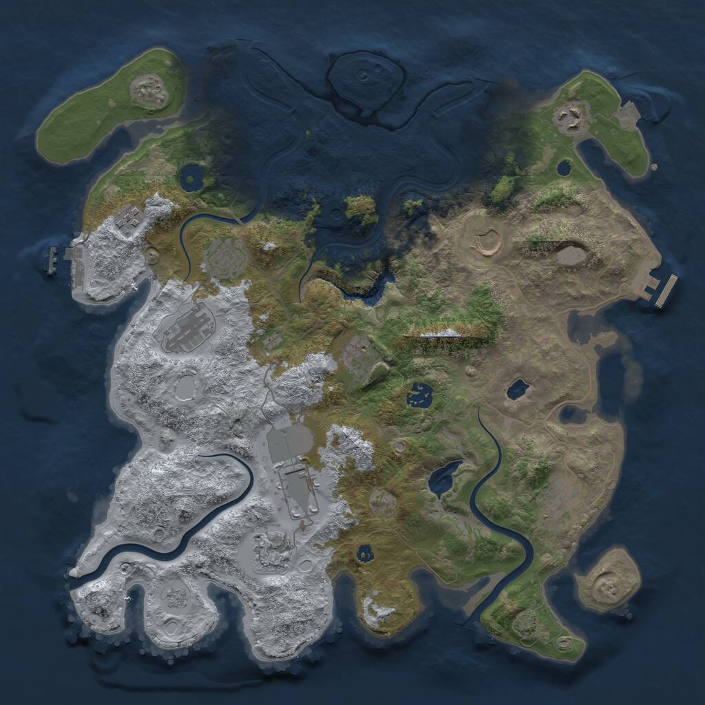 Rust Map: Procedural Map, Size: 4000, Seed: 990232192, 16 Monuments