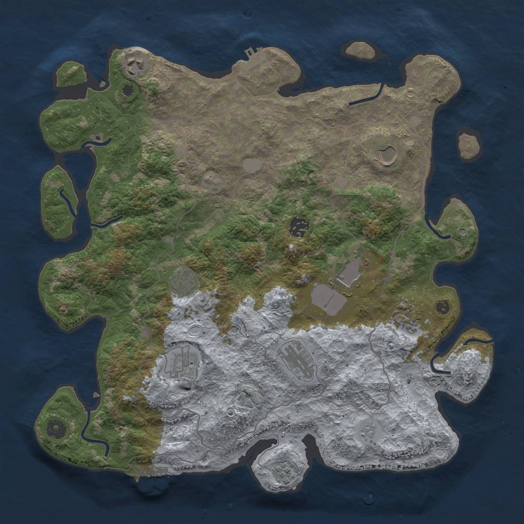 Rust Map: Procedural Map, Size: 4000, Seed: 13912353, 16 Monuments