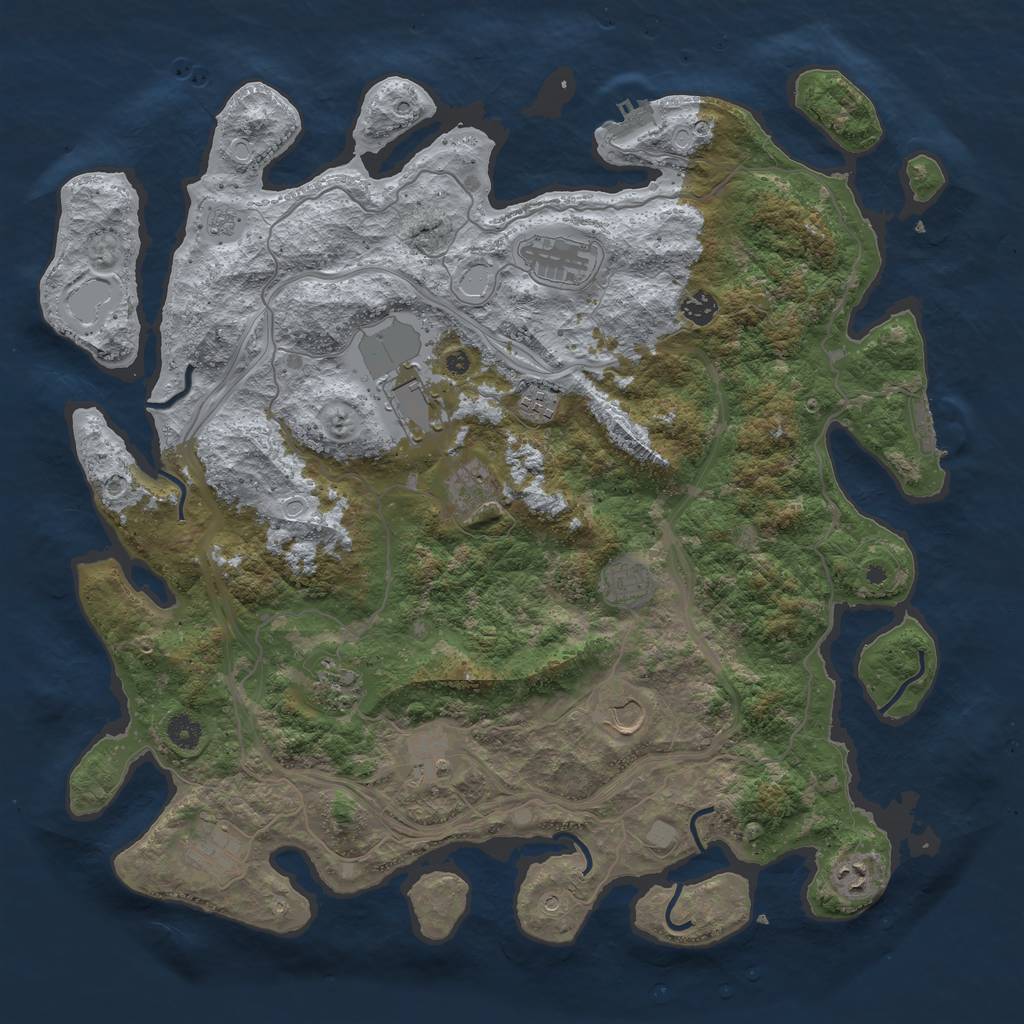 Rust Map: Procedural Map, Size: 4500, Seed: 64803691, 18 Monuments