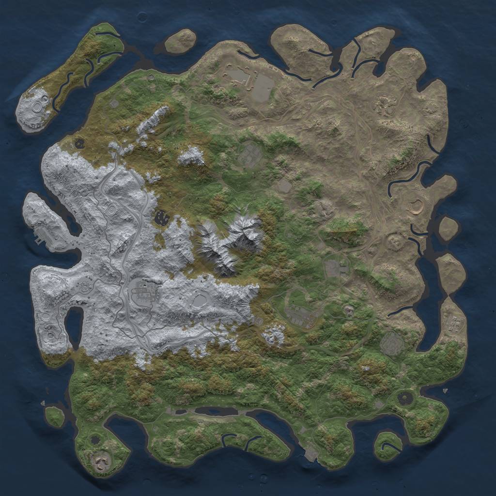 Rust Map: Procedural Map, Size: 5000, Seed: 466158020, 18 Monuments