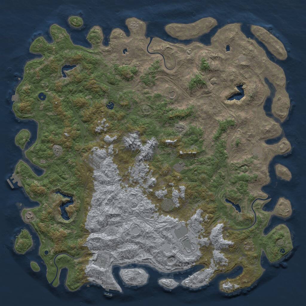 Rust Map: Procedural Map, Size: 6000, Seed: 36015, 17 Monuments