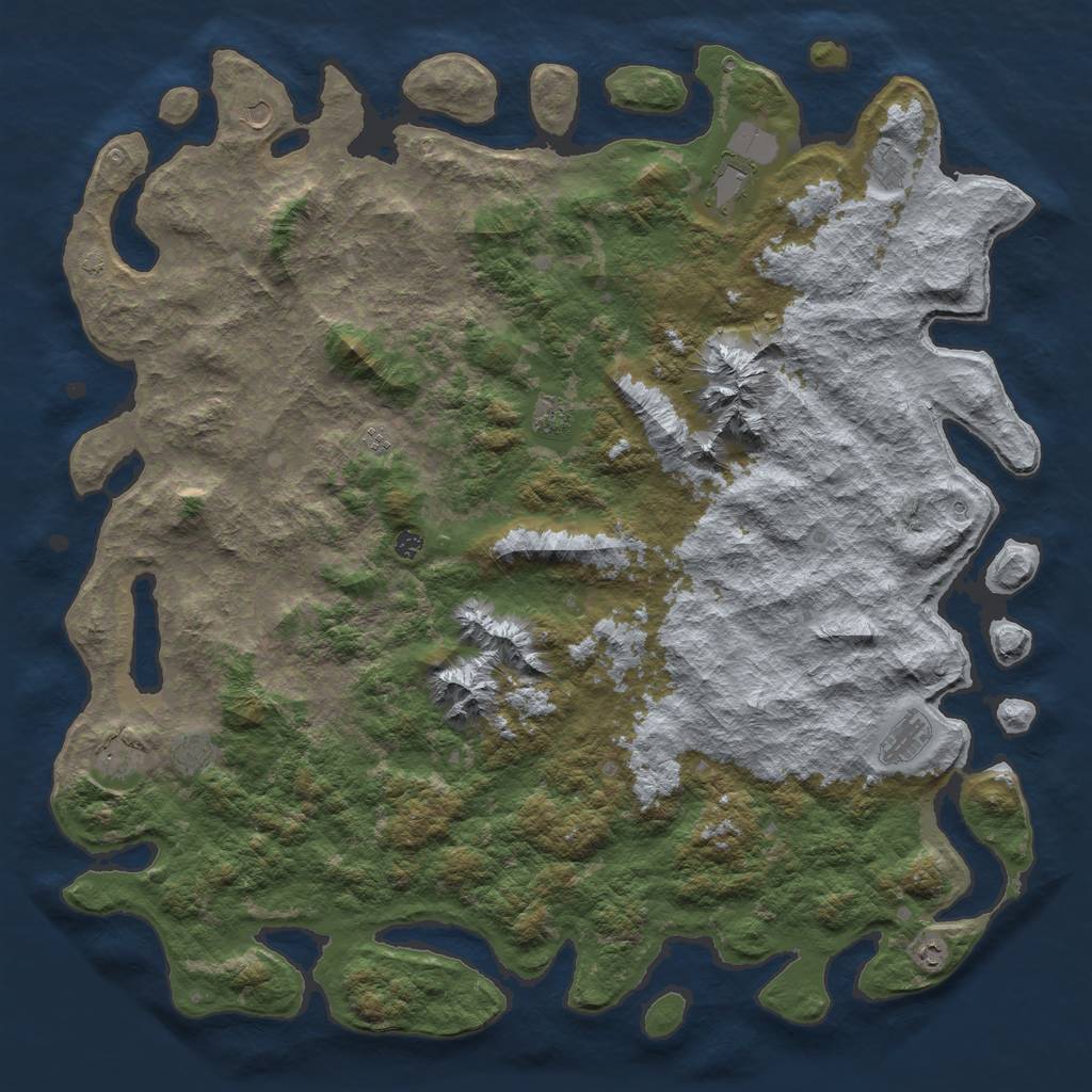 Rust Map: Barren, Size: 6000, Seed: 62938171, 14 Monuments