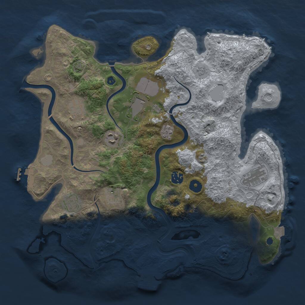 Rust Map: Procedural Map, Size: 3650, Seed: 65595, 14 Monuments
