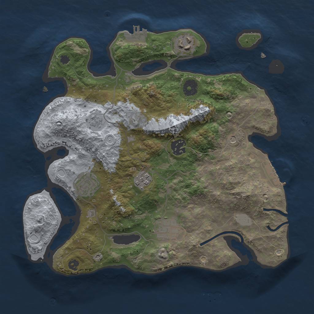 Rust Map: Procedural Map, Size: 3000, Seed: 1823765226, 14 Monuments