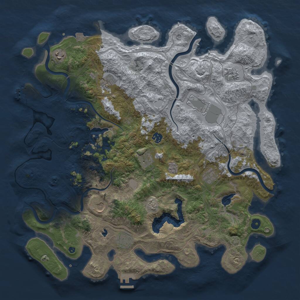 Rust Map: Procedural Map, Size: 4500, Seed: 4424029, 16 Monuments