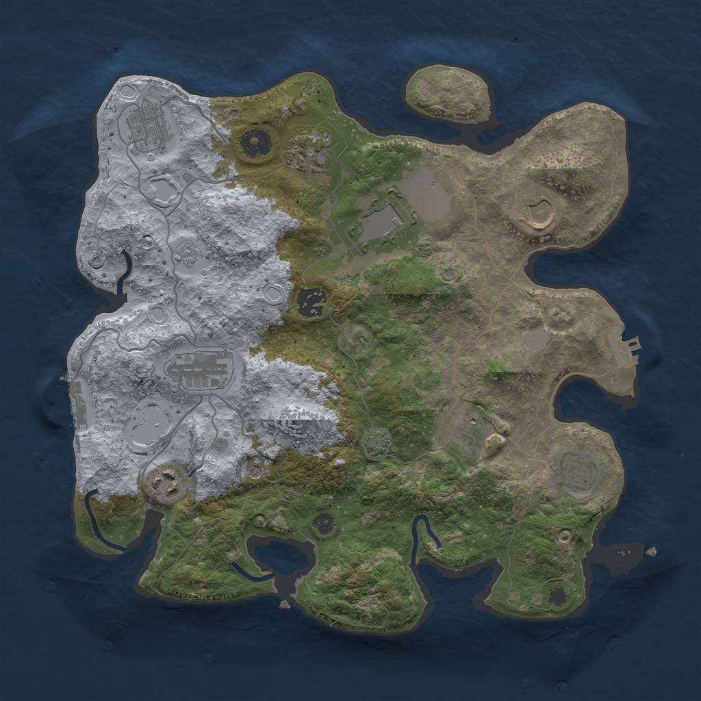 Rust Map: Procedural Map, Size: 3500, Seed: 52342482, 17 Monuments