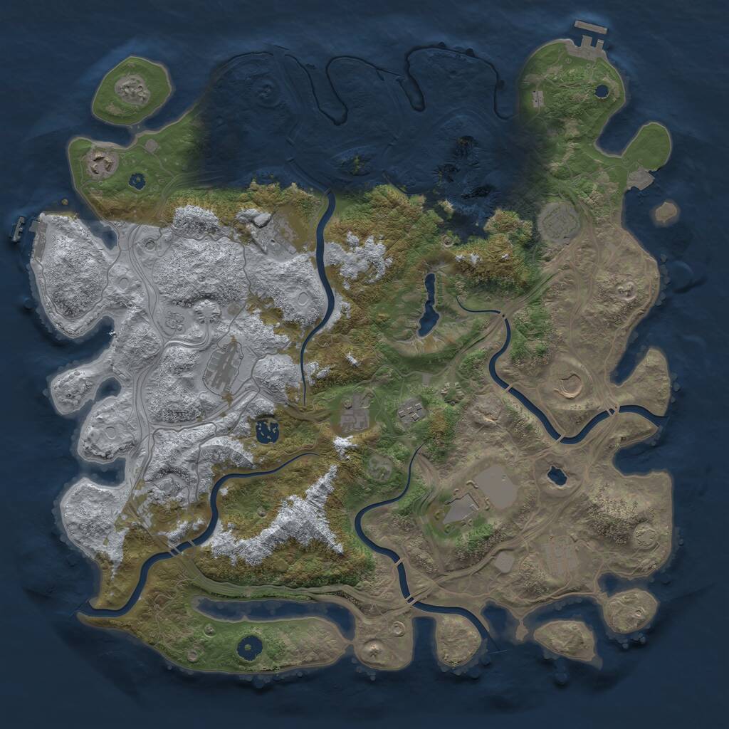 Rust Map: Procedural Map, Size: 4498, Seed: 116255825, 17 Monuments
