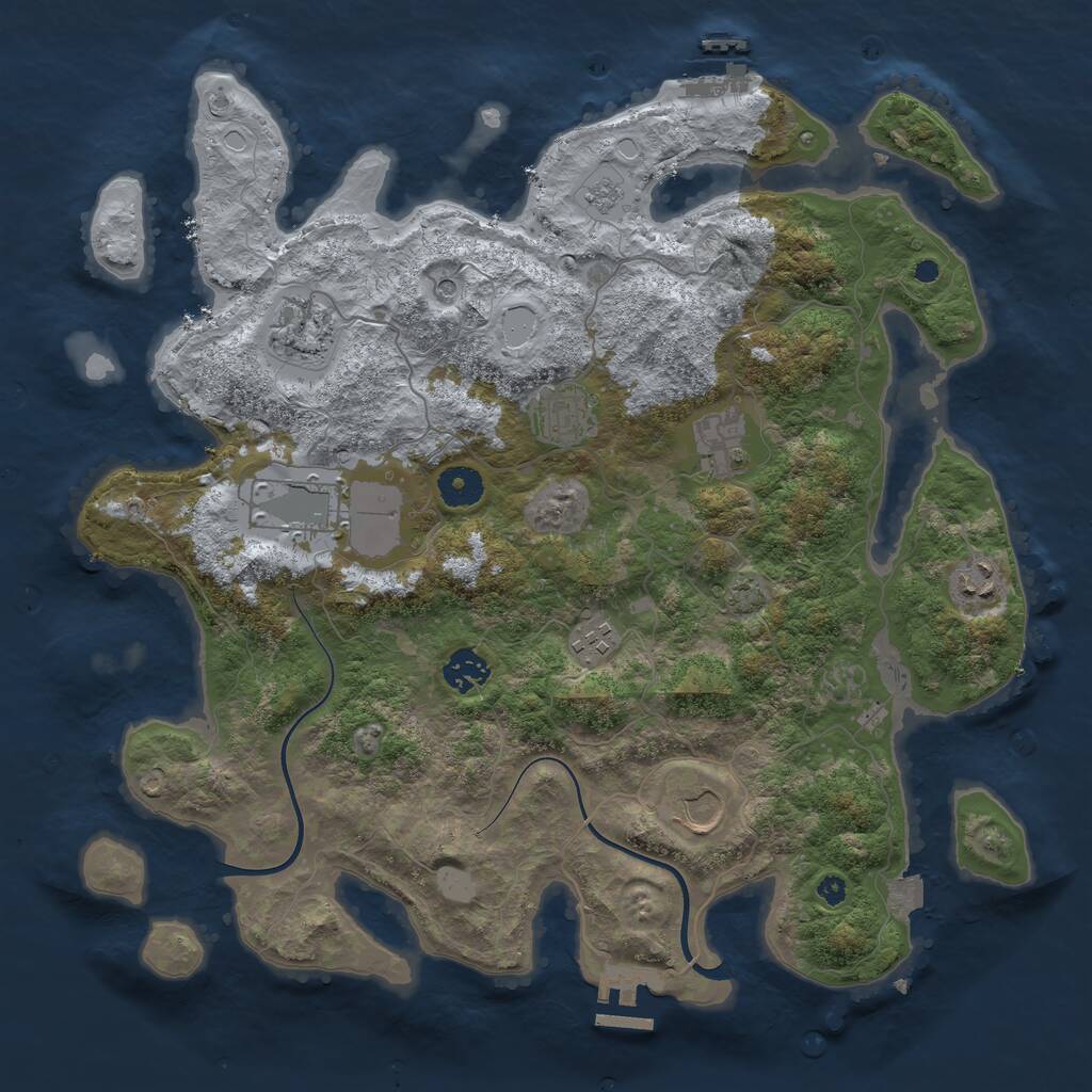Rust Map: Procedural Map, Size: 3800, Seed: 441632996, 14 Monuments