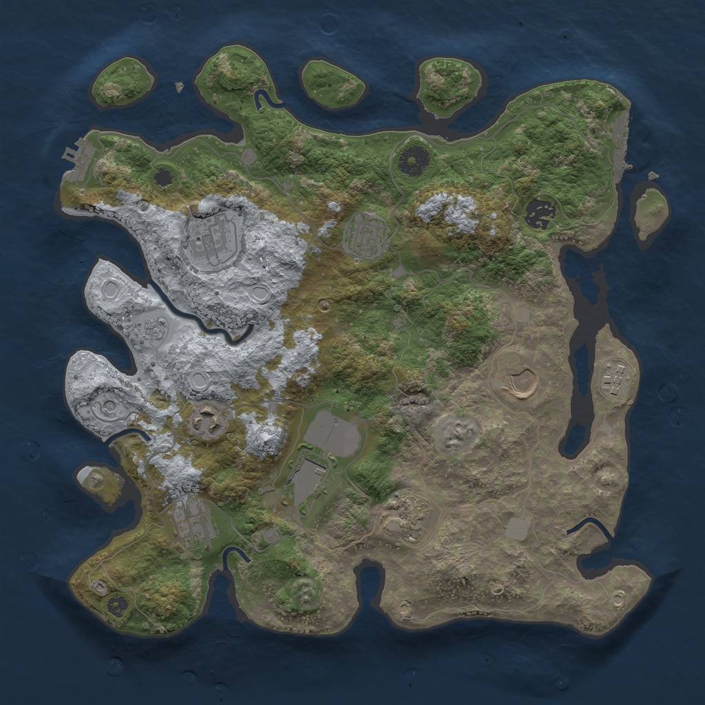 Rust Map: Procedural Map, Size: 3500, Seed: 20230105, 18 Monuments