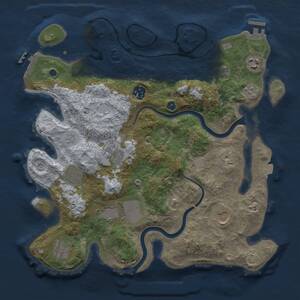 Thumbnail Rust Map: Procedural Map, Size: 3500, Seed: 20230105, 14 Monuments