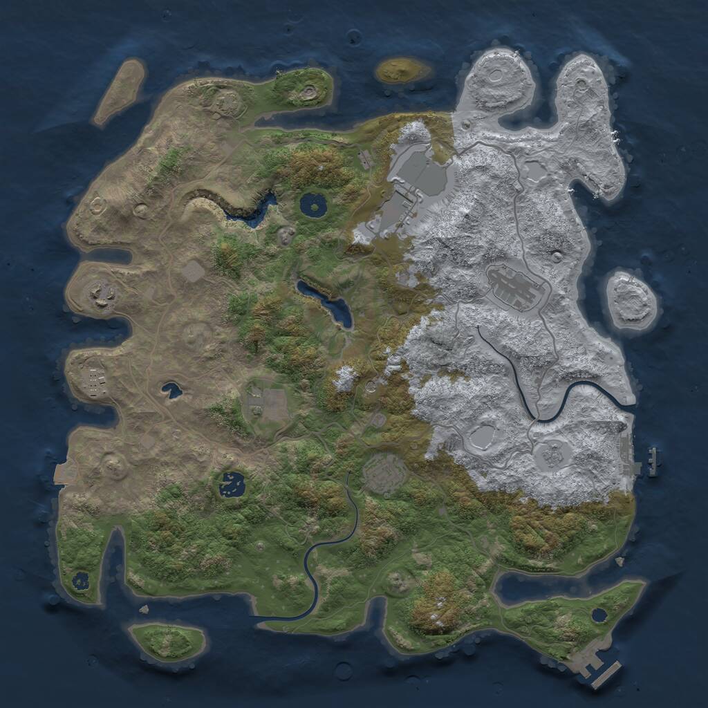 Rust Map: Procedural Map, Size: 4000, Seed: 1901135342, 13 Monuments