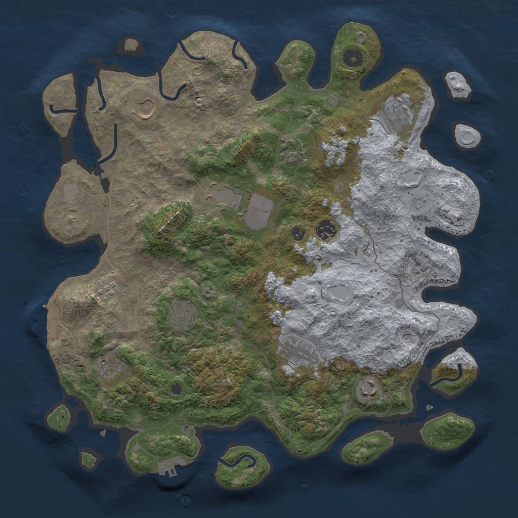 Rust Map: Procedural Map, Size: 4000, Seed: 607203370, 19 Monuments