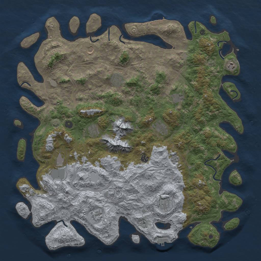 Rust Map: Procedural Map, Size: 5000, Seed: 64545, 19 Monuments