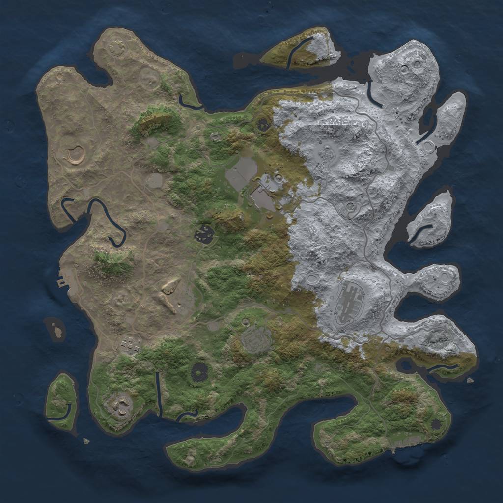 Rust Map: Procedural Map, Size: 4000, Seed: 62425, 16 Monuments