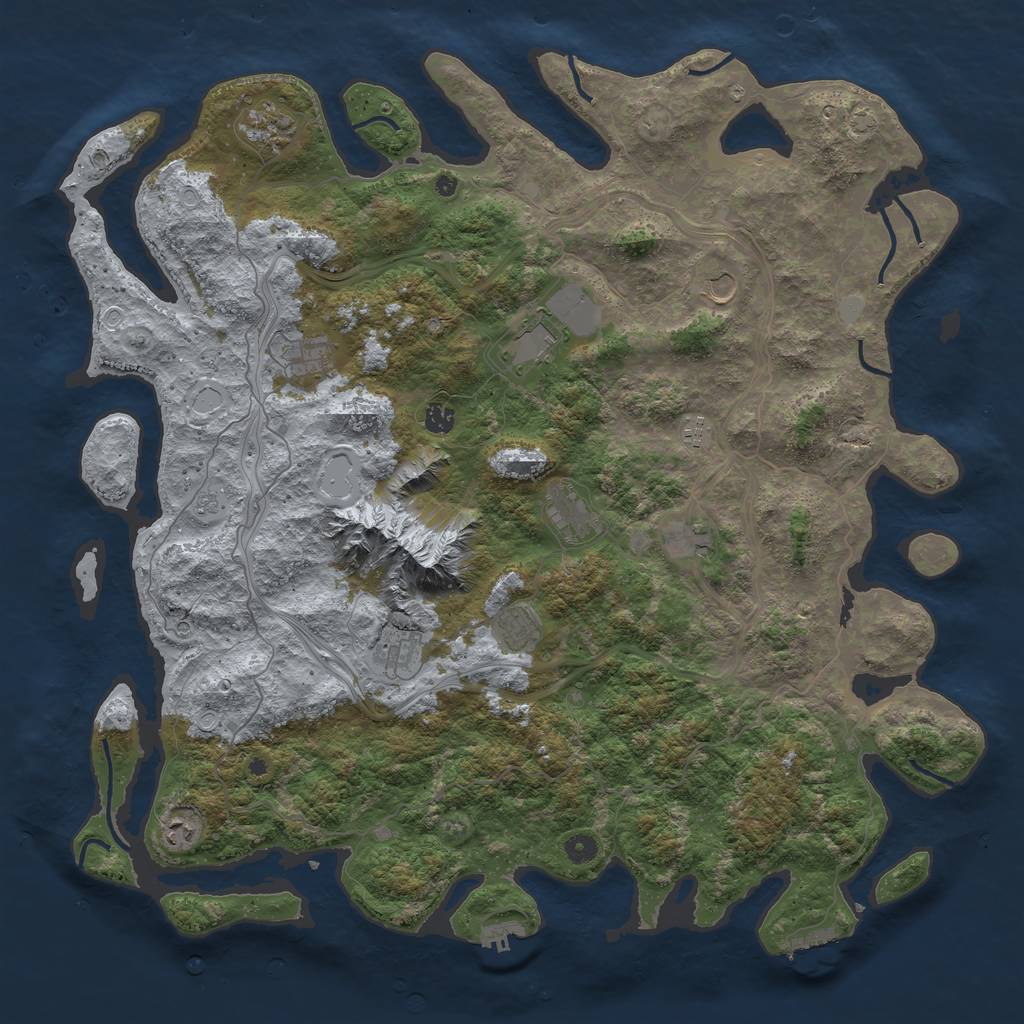 Rust Map: Procedural Map, Size: 5000, Seed: 491309789, 19 Monuments