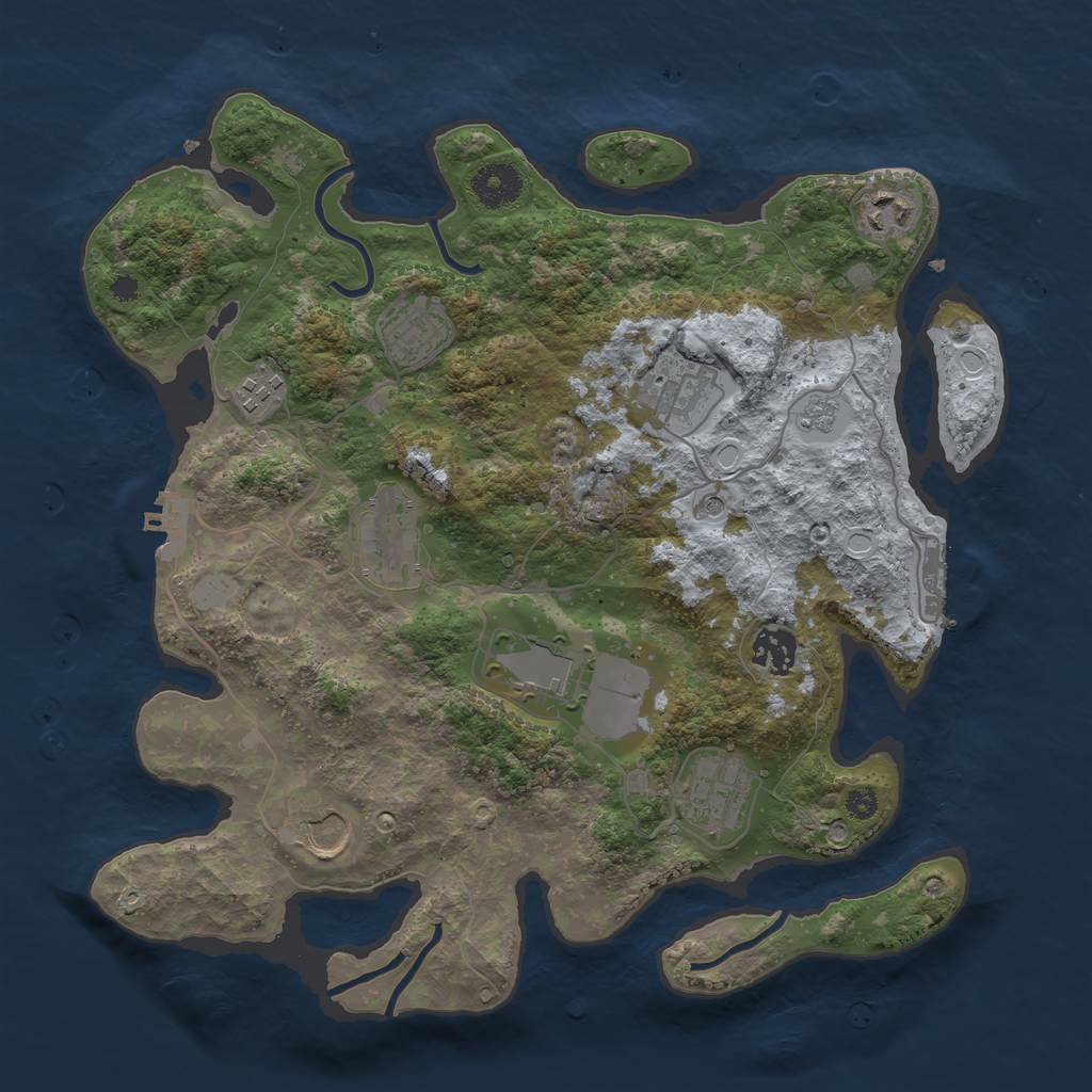 Rust Map: Procedural Map, Size: 3500, Seed: 295330514, 18 Monuments