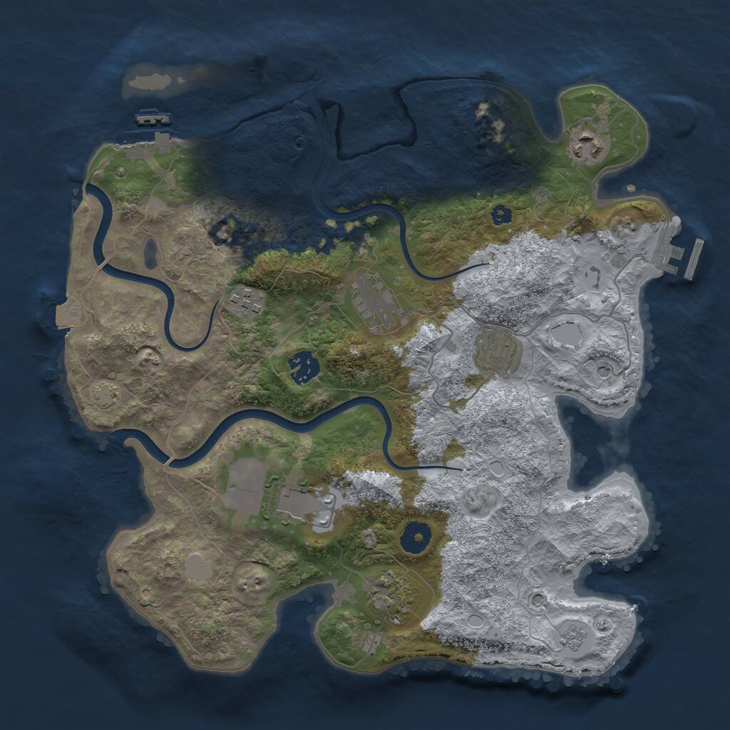Rust Map: Procedural Map, Size: 3500, Seed: 562024, 13 Monuments