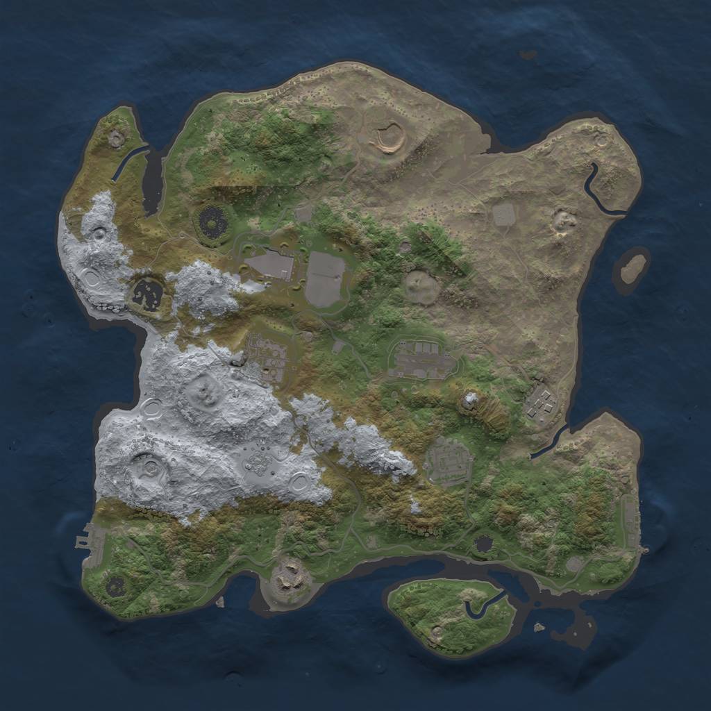 Rust Map: Procedural Map, Size: 3500, Seed: 25164, 17 Monuments