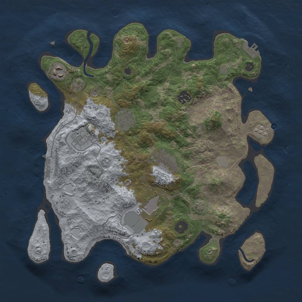 Rust Map: Procedural Map, Size: 3500, Seed: 43084951, 15 Monuments