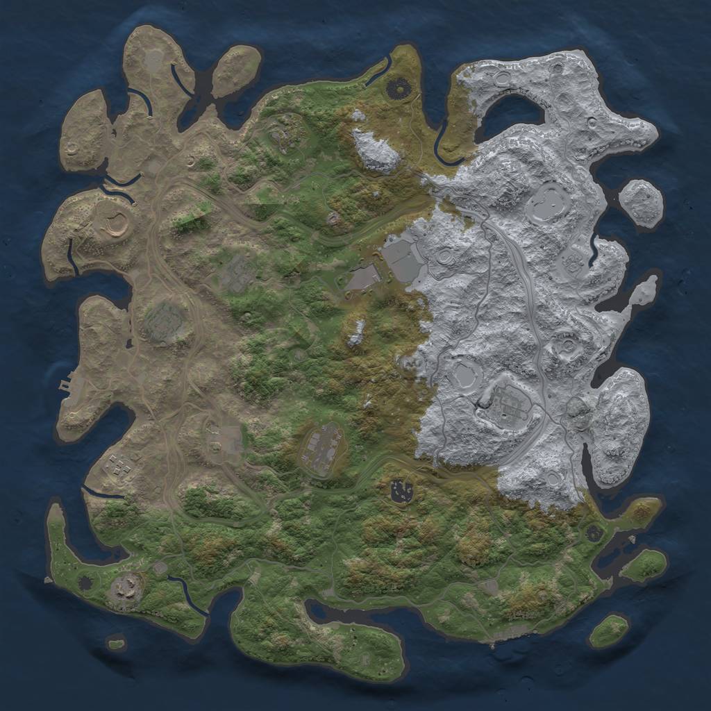 Rust Map: Procedural Map, Size: 4500, Seed: 1690239119, 20 Monuments