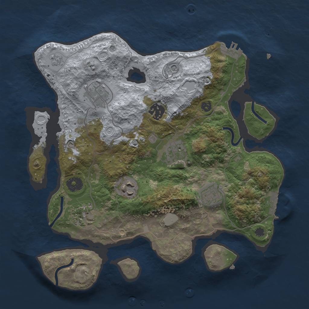 Rust Map: Procedural Map, Size: 3000, Seed: 648068645, 13 Monuments