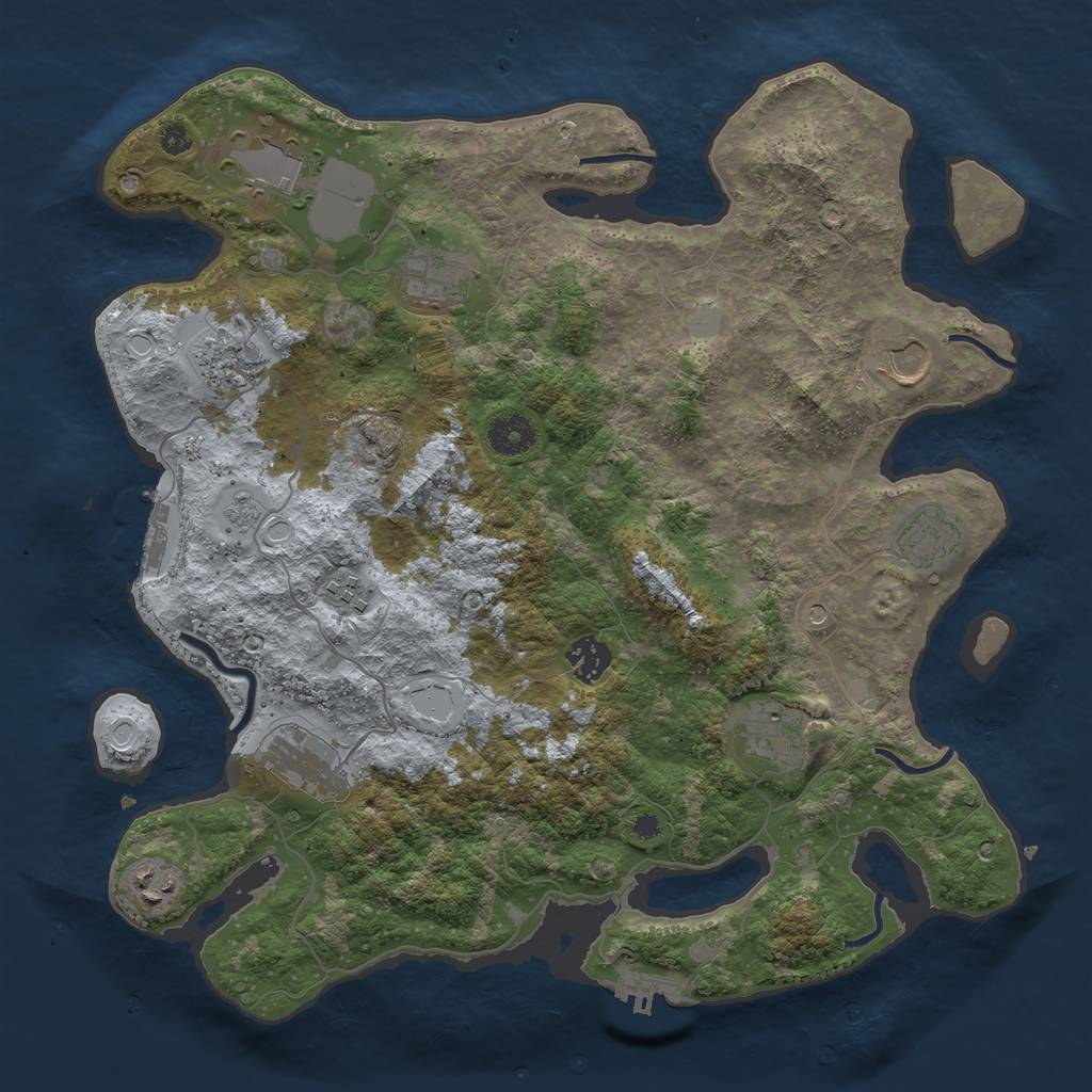 Rust Map: Procedural Map, Size: 3700, Seed: 1071429664, 19 Monuments