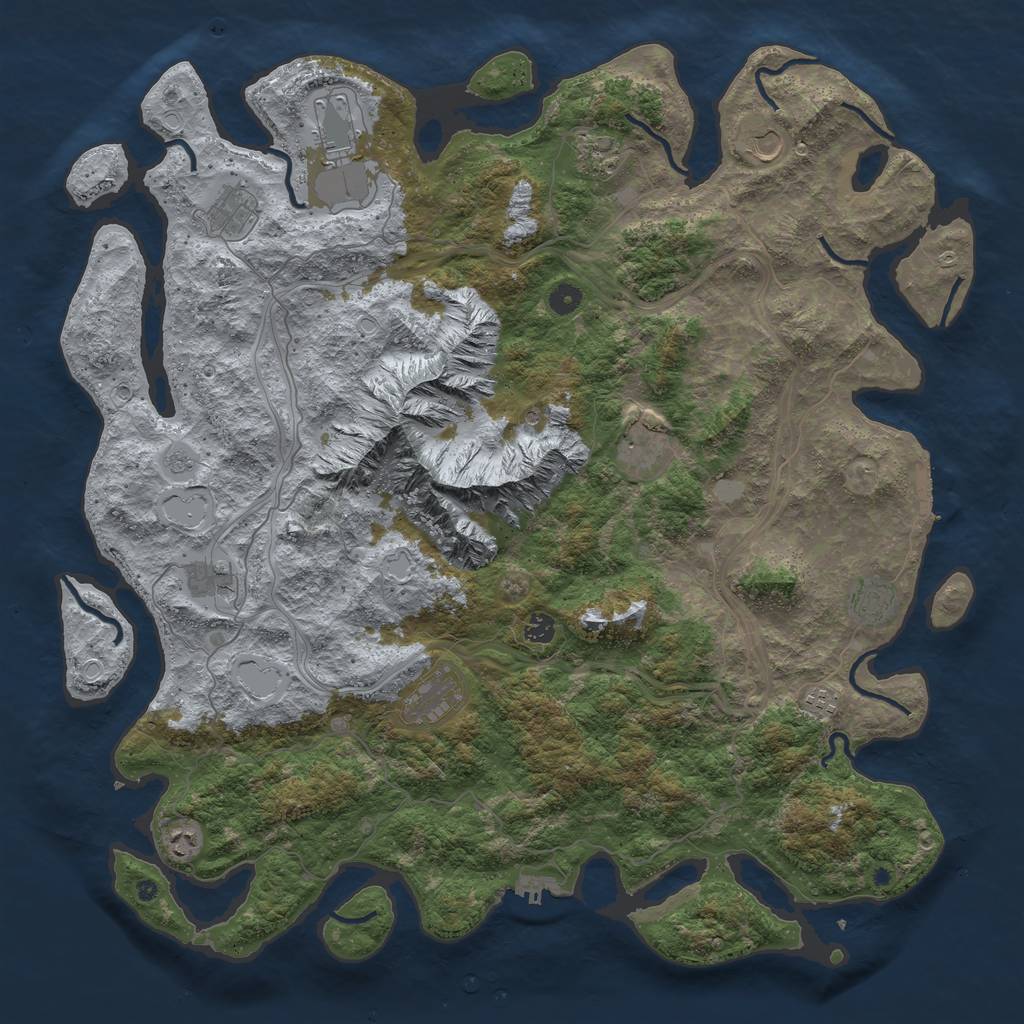Rust Map: Procedural Map, Size: 5000, Seed: 1407709827, 20 Monuments