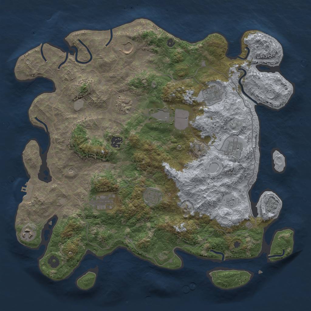 Rust Map: Procedural Map, Size: 4000, Seed: 1359222376, 18 Monuments