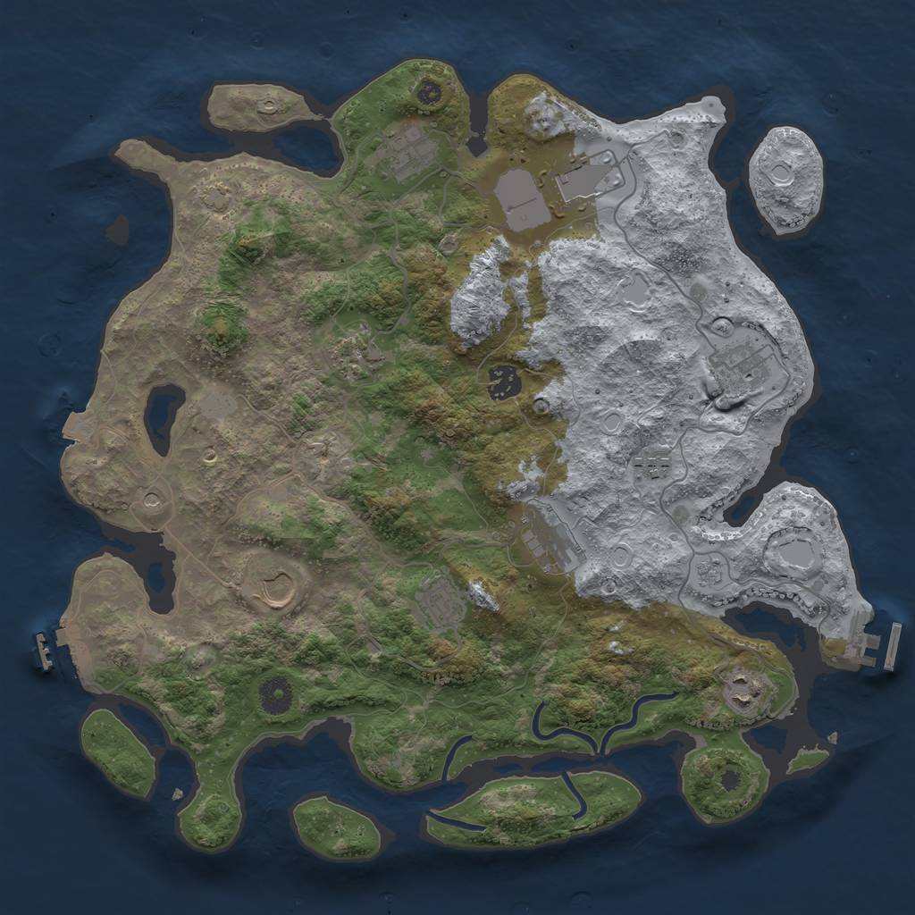 Rust Map: Procedural Map, Size: 3850, Seed: 172654691, 18 Monuments