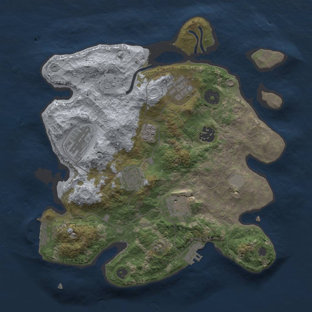 Rust Map: Procedural Map, Size: 3000, Seed: 2538, 14 Monuments