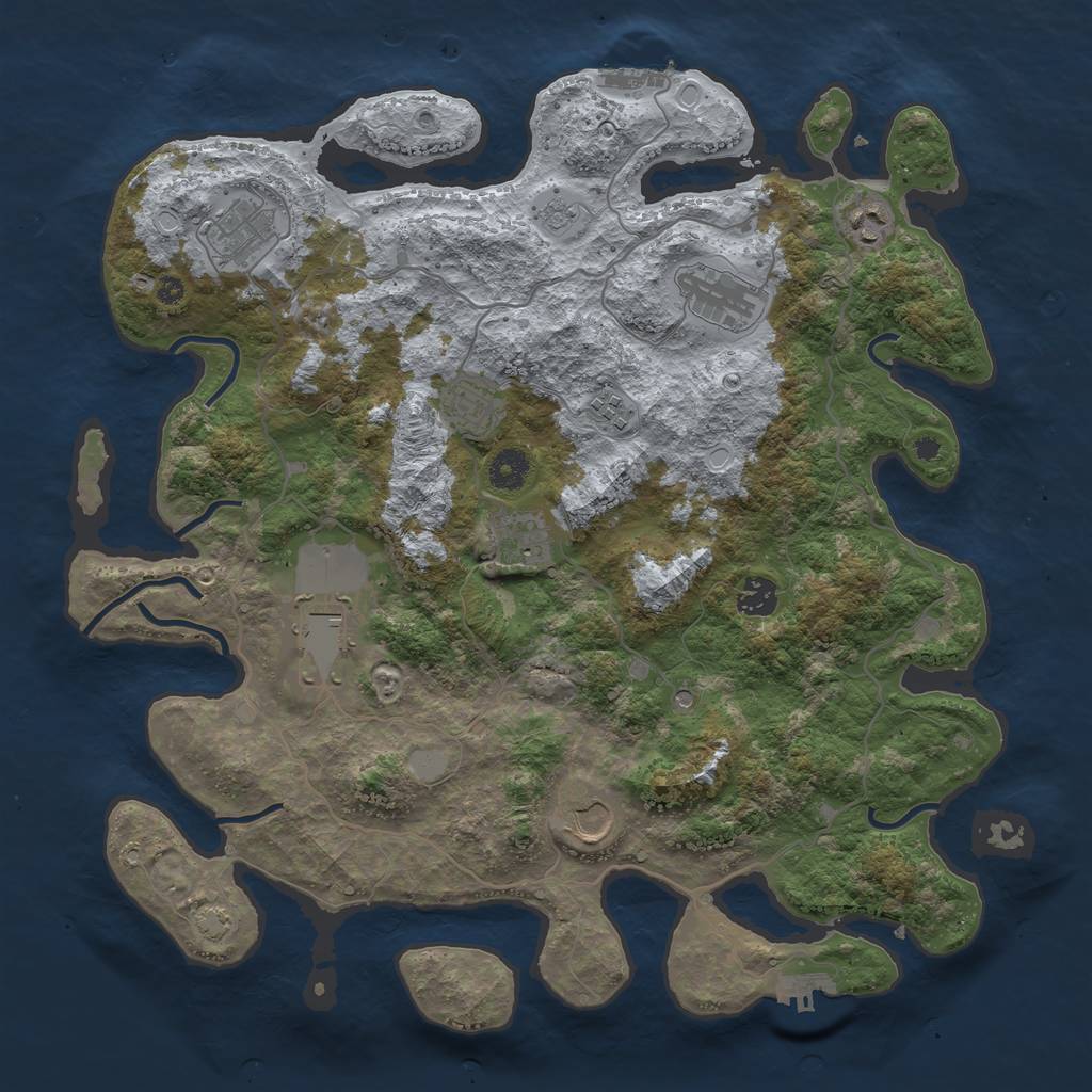 Rust Map: Procedural Map, Size: 4000, Seed: 500420938, 17 Monuments