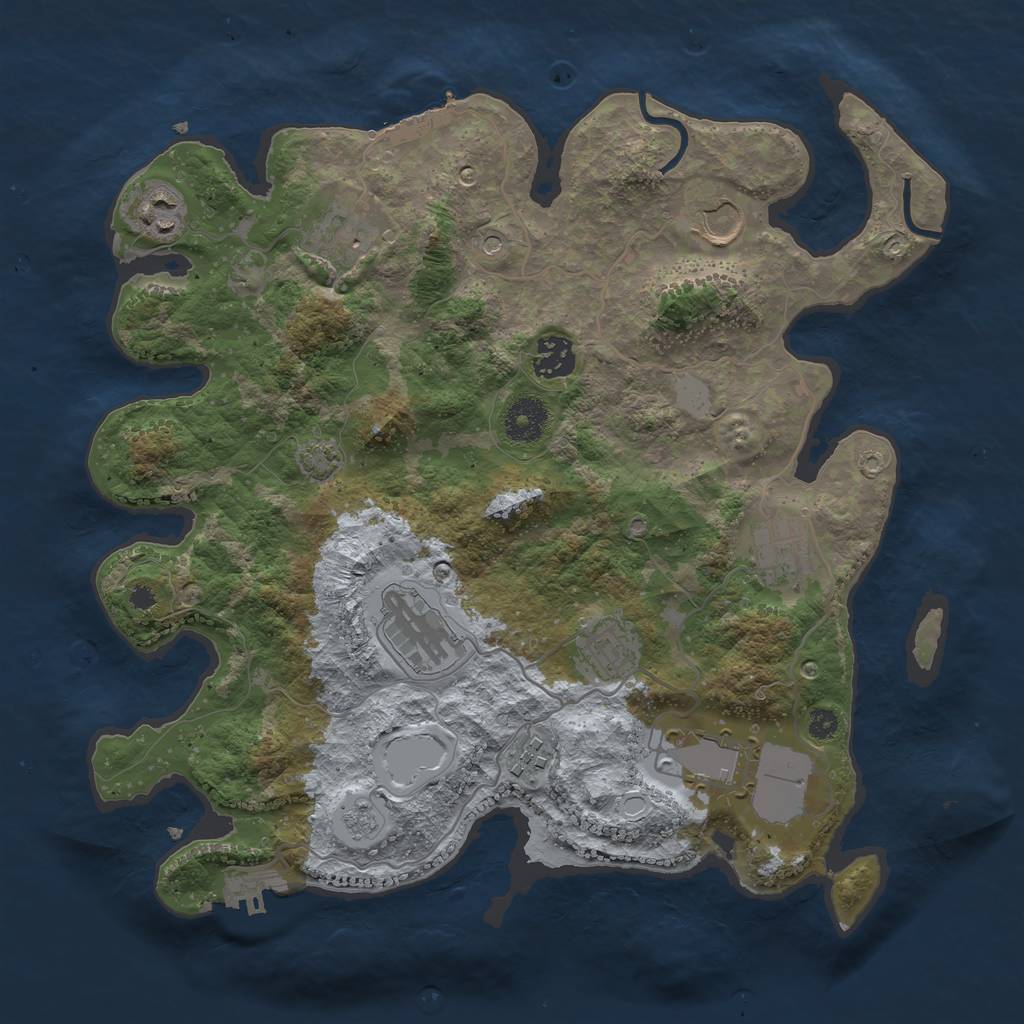Rust Map: Procedural Map, Size: 3500, Seed: 1305739331, 17 Monuments