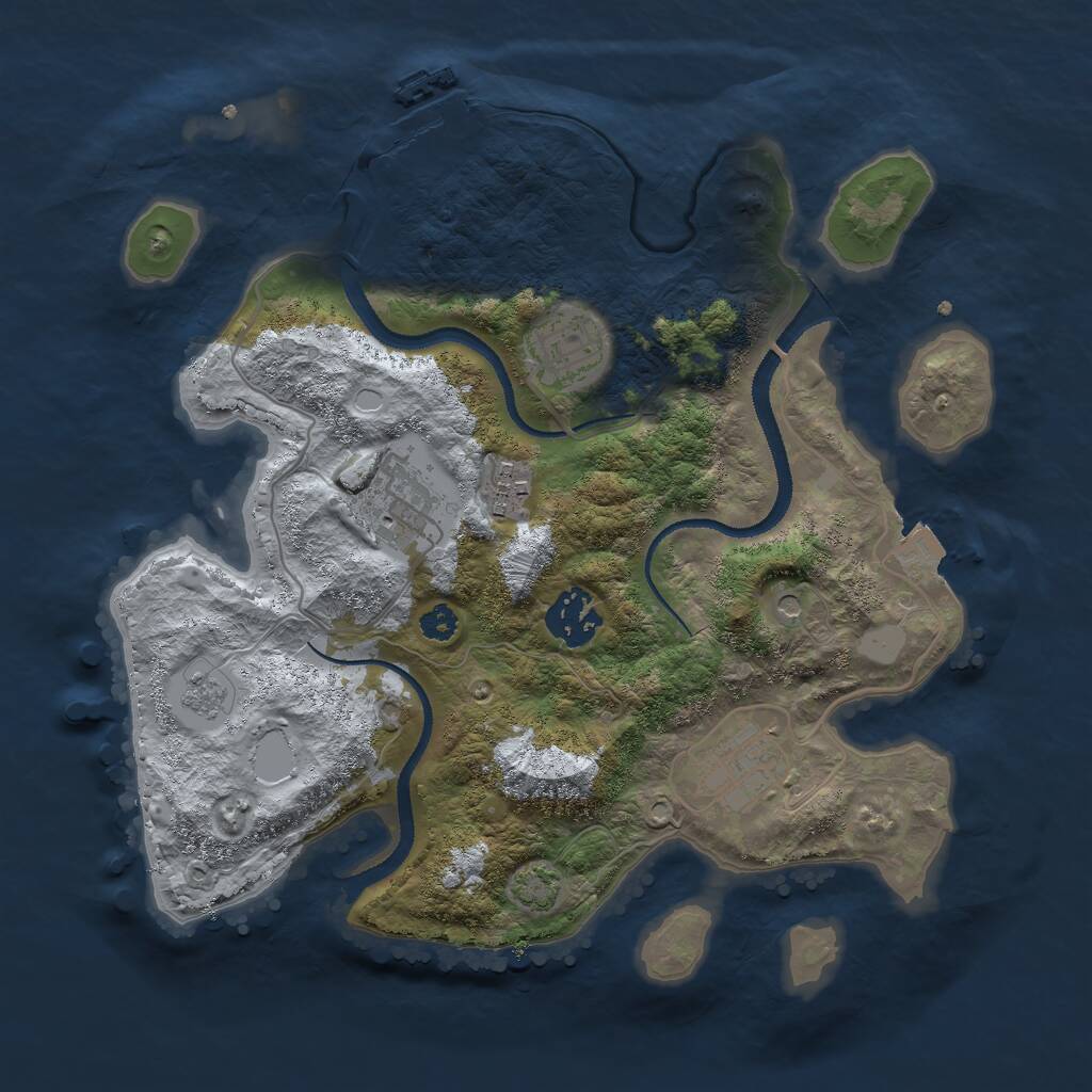Rust Map: Procedural Map, Size: 3000, Seed: 2109993844, 10 Monuments