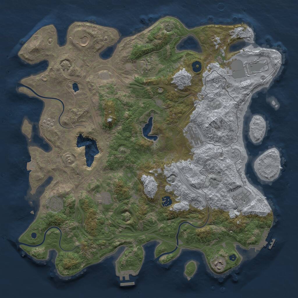 Rust Map: Procedural Map, Size: 4250, Seed: 1406513721, 16 Monuments