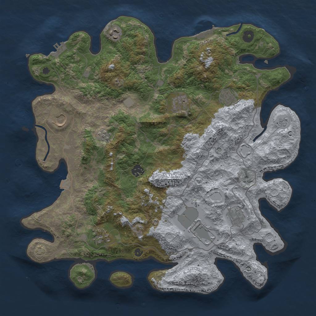 Rust Map: Procedural Map, Size: 4000, Seed: 1141, 17 Monuments