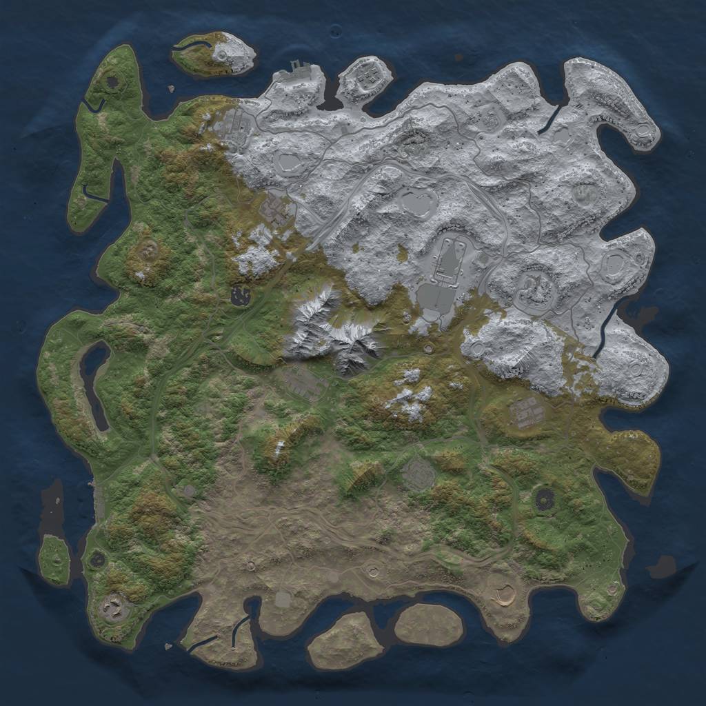 Rust Map: Procedural Map, Size: 5000, Seed: 834691702, 20 Monuments