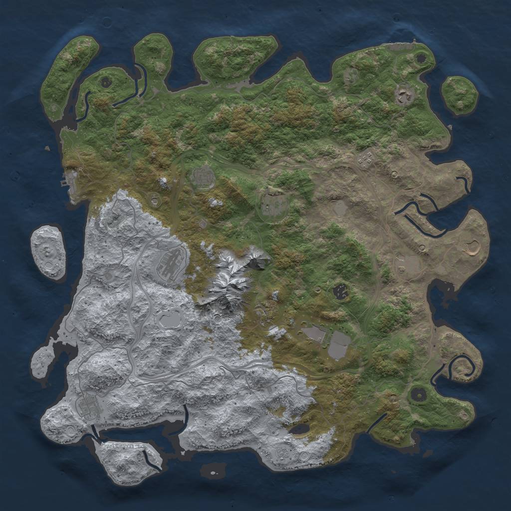 Rust Map: Procedural Map, Size: 5000, Seed: 173637843, 20 Monuments