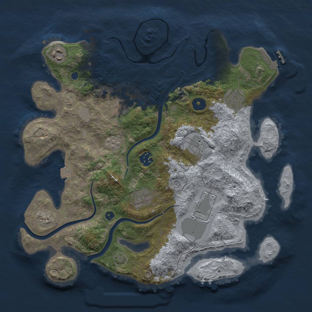 Rust Map: Procedural Map, Size: 3500, Seed: 191051, 13 Monuments