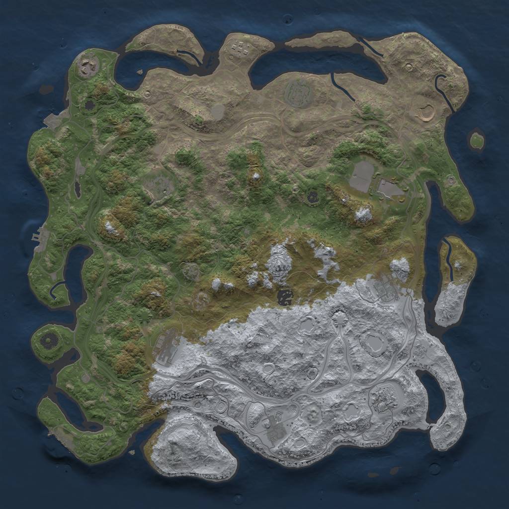 Rust Map: Procedural Map, Size: 4500, Seed: 1254587, 19 Monuments