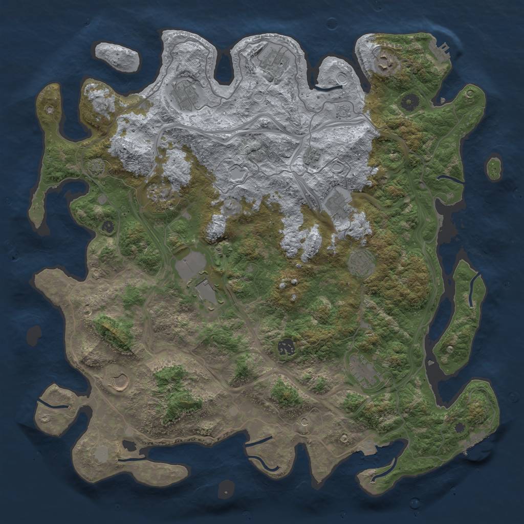 Rust Map: Procedural Map, Size: 4500, Seed: 1449976867, 19 Monuments