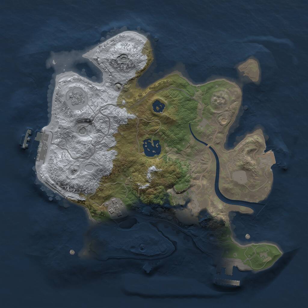 Rust Map: Procedural Map, Size: 2500, Seed: 42, 8 Monuments