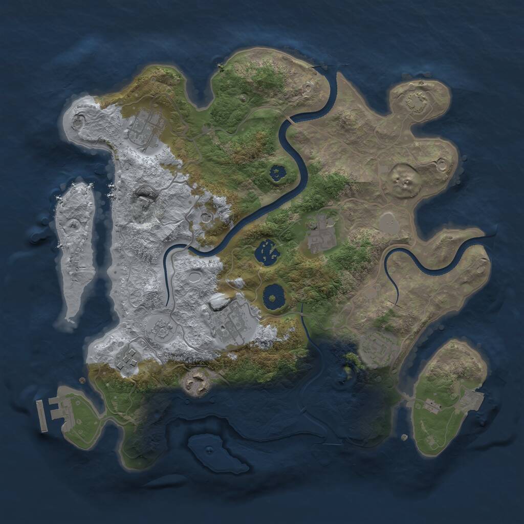 Rust Map: Procedural Map, Size: 3250, Seed: 189352055, 12 Monuments